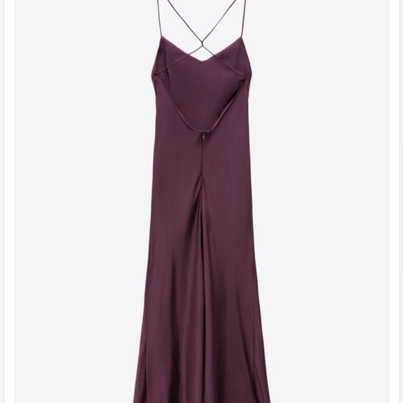 Zara Slip Dress Satin Maxi Open Back Size S - Picture 8 of 12